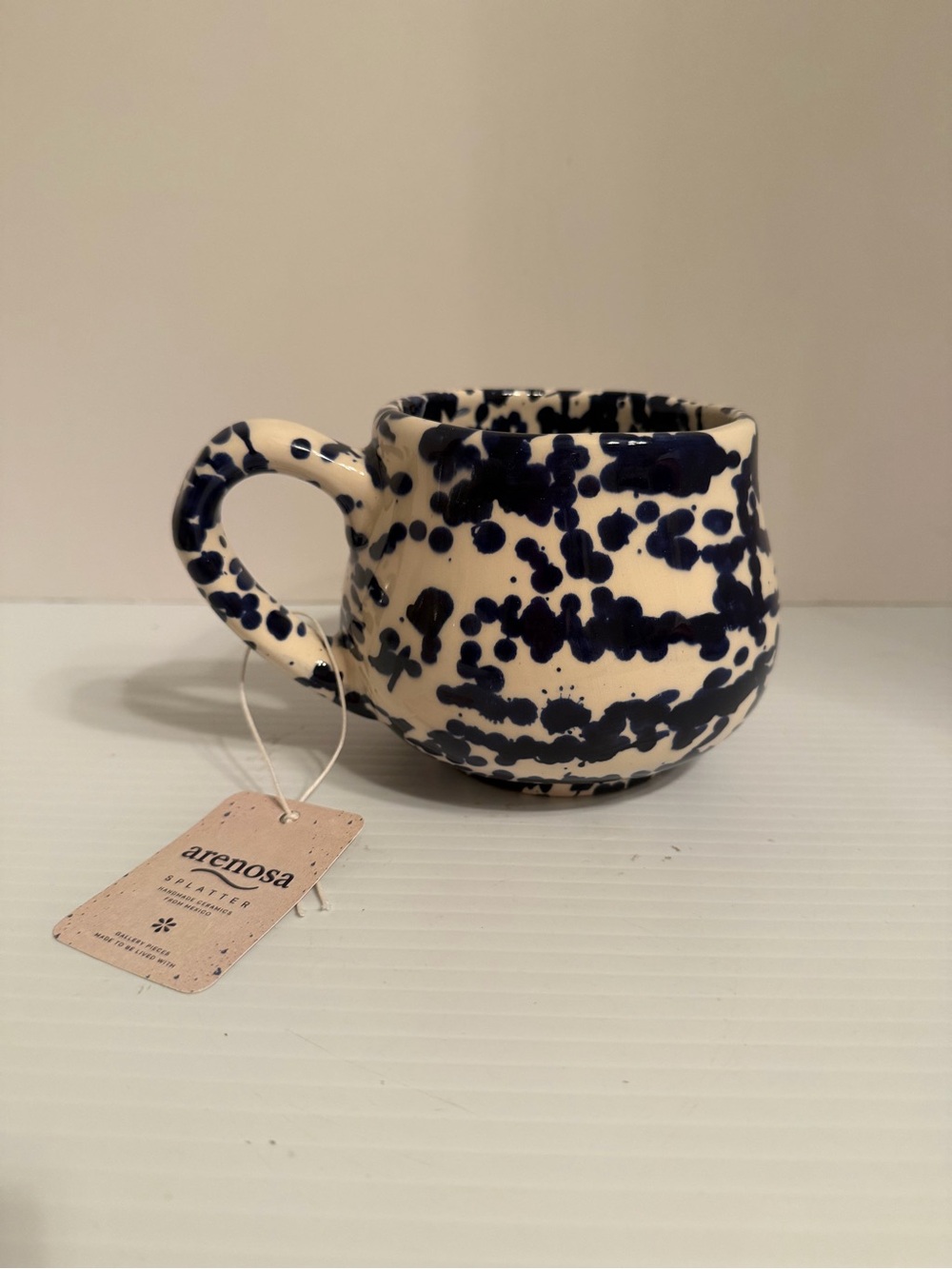 Arenosa Splatter Handmade Ceramic Mugs Cobalt Blue Speckled Made in Mexico 16oz